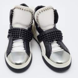 Fendi Tricolor Leather Karlito Studded High Top Sneakers Size 41