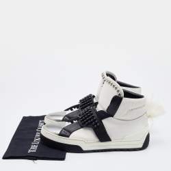 Fendi Tricolor Leather Karlito Studded High Top Sneakers Size 41