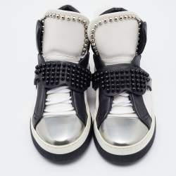 Fendi Tricolor Leather Karlito Studded High Top Sneakers Size 41