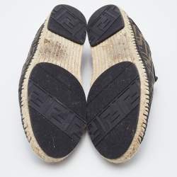 Fendi Brown/Black Zucca Canvas and Leather Espadrille Smoking Slippers Size 43