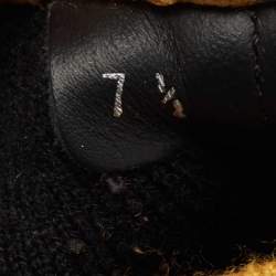 Pre Owned Fendi Black Suede and Knit Fabric Zucca Print High Top Sneakers Size 41.5