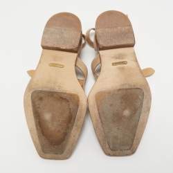 Pre Owned Fendi Beige Suede Flat Sandals Size 42
