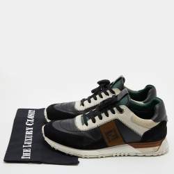 Pre Owned Fendi Multicolor Suede and Leather FF Logo Band Low Top Sneakers Size 41