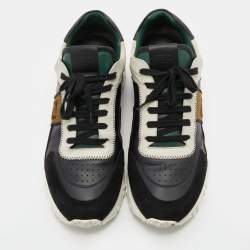 Pre Owned Fendi Multicolor Suede and Leather FF Logo Band Low Top Sneakers Size 41