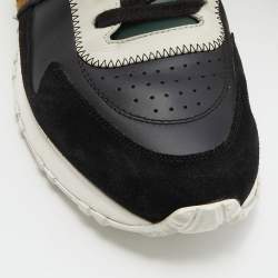 Pre Owned Fendi Multicolor Suede and Leather FF Logo Band Low Top Sneakers Size 41