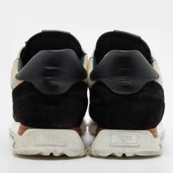 Pre Owned Fendi Multicolor Suede and Leather FF Logo Band Low Top Sneakers Size 41