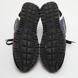 مملوكة مسبقًا Fendi Black/Blue Leather and Suede Low Top Sneakers Size 43