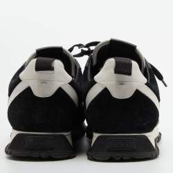 مملوكة مسبقًا Fendi Black/Blue Leather and Suede Low Top Sneakers Size 43