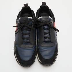 مملوكة مسبقًا Fendi Black/Blue Leather and Suede Low Top Sneakers Size 43