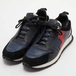 مملوكة مسبقًا Fendi Black/Blue Leather and Suede Low Top Sneakers Size 43