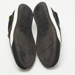 Pre Owned Fendi Black Suede Monster Eye Slip On Sneakers Size 45