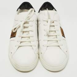 Pre Owned Fendi White/Black Leather Low Top Sneakers Size 45