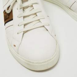 Pre Owned Fendi White/Black Leather Low Top Sneakers Size 45