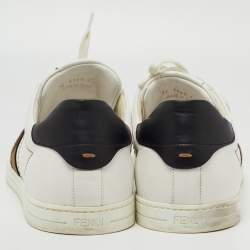 Pre Owned Fendi White/Black Leather Low Top Sneakers Size 45