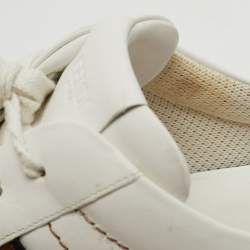 Pre Owned Fendi White/Black Leather Low Top Sneakers Size 45