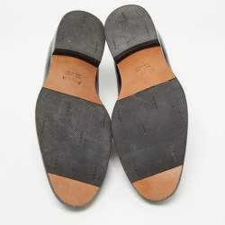 Pre Owned Fendi Black Leather Perforated Lace Up Oxfords Size 42.5