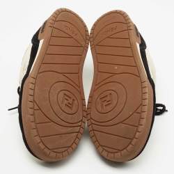 Fendi Cream/Black Suede and Leather Low Top Sneakers Size 43