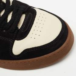 Fendi Cream/Black Suede and Leather Low Top Sneakers Size 43