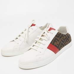 Fendi Tricolour Leather and FF Canvas Low Top Sneakers Size 42