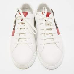 Fendi Tricolour Leather and FF Canvas Low Top Sneakers Size 42