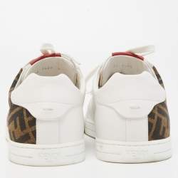 Fendi Tricolour Leather and FF Canvas Low Top Sneakers Size 42