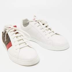 Fendi Tricolour Leather and FF Canvas Low Top Sneakers Size 42