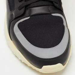 Fendi Black/Brown Leather and Zucca Canvas Low Top Sneakers Size 44