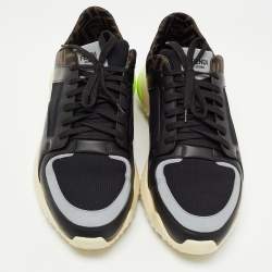 Fendi Black/Brown Leather and Zucca Canvas Low Top Sneakers Size 44