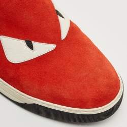 Pre Owned Fendi Tricolour Suede and Leather Monster Eyes Slip On Sneakers Size 43