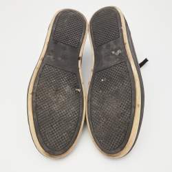 Fendi Brown/Black Striped Canvas and Leather Low Top Sneakers Size 43