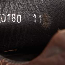 Pre Owned Fendi Brown Zucca Canvas and Leather Trim Lace Up Sneakers Size 45