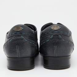 Pre Owned Fendi Black Leather Cap Toe Lace Up Oxford Size 41