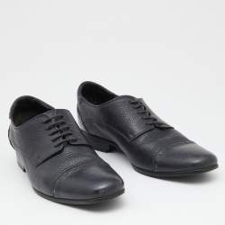 Pre Owned Fendi Black Leather Cap Toe Lace Up Oxford Size 41
