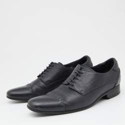Pre Owned Fendi Black Leather Cap Toe Lace Up Oxford Size 41