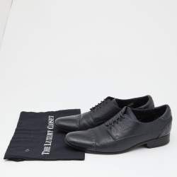 Pre Owned Fendi Black Leather Cap Toe Lace Up Oxford Size 41