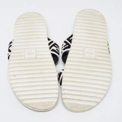Fendi White/Black Zucca Canvas Crisscross Slides Size 46