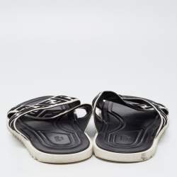 Fendi White/Black Zucca Canvas Crisscross Slides Size 46