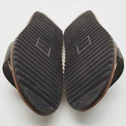Fendi Black Rubber Logo Flat Slides Size 43