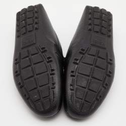 Fendi Black Leather FF Logo Slip On Loafers Size 40