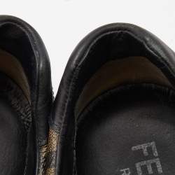 Pre Owned Fendi Brown/Black Zucca Canvas and Leather Low Top Sneakers Size 45