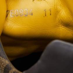 Pre Owned Fendi Brown/Black Zucca Canvas and Leather Low Top Sneakers Size 45