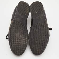 Pre Owned Fendi Brown/Black Zucca Canvas and Leather Low Top Sneakers Size 45