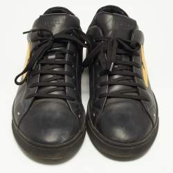 Pre Owned Fendi Black/Yellow Leather Monster Eye Low Top Sneakers Size 41