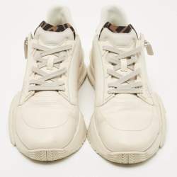 Fendi Tow Tone Leather and Zucca Canvas Flow Sneakers Size 45