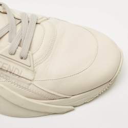 Fendi Tow Tone Leather and Zucca Canvas Flow Sneakers Size 45
