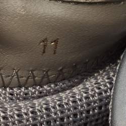Fendi Grey Leather and Zucca Canvas Flow Sneakers Size 45