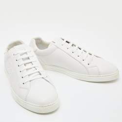 Fendi White Leather Lace Up Sneakers Size 43.5