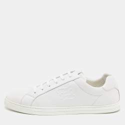 Fendi White Leather Lace Up Sneakers Size 43.5