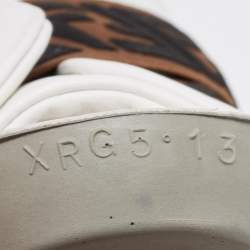 Pre Owned Fendi White/Brown Leather and Zucca Elastic Band Slip On Sneakers Size 45