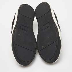 Fendi Black/Yellow Suede and Leather Monster Eyes Slip On Sneakers Size 44